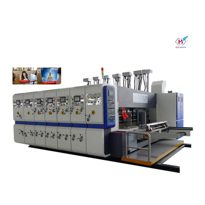 Hotels popular automatic high definition 4 color carton printing machine with doctor icing die cutting bladder for pizza box